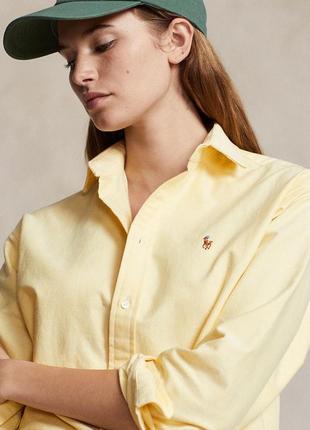 Polo ralph lauren лимонная рубашка с вышитым лого