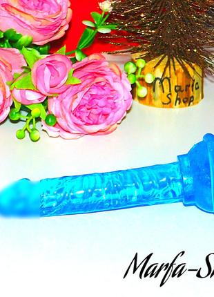 Силіконовий фалоімітатор на присосці, гумовий пеніс, фаллоімітатор силіконовий пеніс, блакитний, ділдо для пояса, ms1