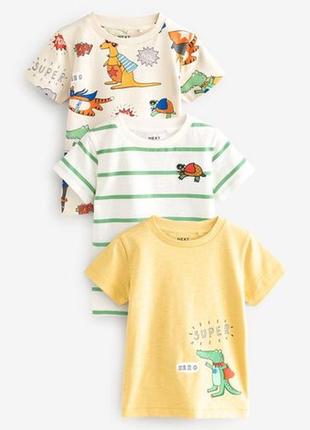 Набір з 3шт бавовняних футболок на хлопчика 3міс-7років🐊🦘🐨1 фото