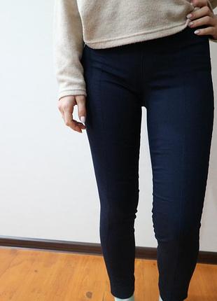 Брюки сині укорочені з завищеною талією h&m