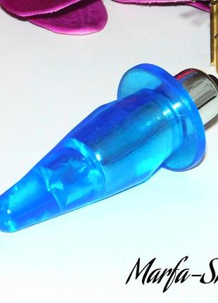 Анальний вібратор 3 в 1 - анальний вібратор, анальна пробка, вібро-куля, 9,2 см, силіконовий, блакитний, ms12
