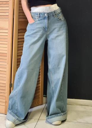 Подвійні джинси широкі від dilvin, з імітацією трусів