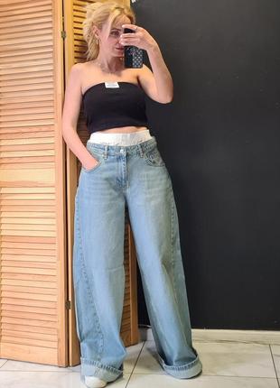 Двойные джинсы широкие от dilvin, с имитацией трусов2 фото