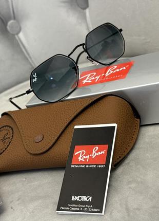 Сонцезахисні окуляри ray ban блакитна лінза чорна оправаполний комплект