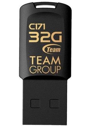 Usb 2.0 флеш накопичувач 32gb team c171 (tc17132gb01) чорний н...