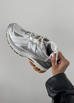 Стильные женские и мужские кроссовки new balance 1906r silver white orange premium серебристые7 фото