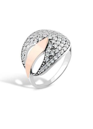 Серебряная кольца 💍с золотом и усыпкой из фианитов 💎8 фото