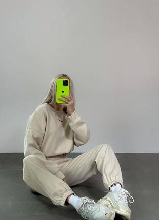 Спортивний костюм найк nike графіт штани світшот кофта светр джогери джемпер бежевий розовий голубий8 фото