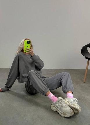 Спортивний костюм найк nike графіт штани світшот кофта светр джогери джемпер бежевий розовий голубий7 фото