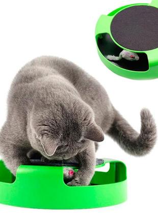 Інтерактивна іграшка з кігтеточкою для кішок кота, мишка в пастці1 фото