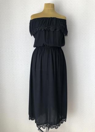 Интересное черное платье - сарафан (хлопок вискоза) с кружевом, турция, размер s- xl2 фото