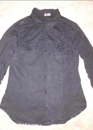 Черная джинсовая рубашка2 фото