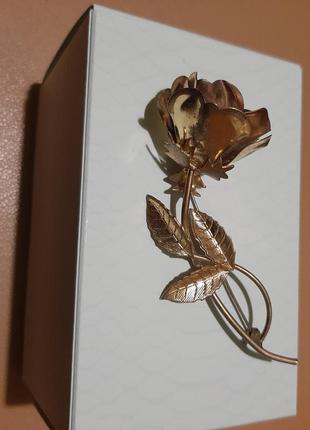 Брошь роза золотистая, винтаж