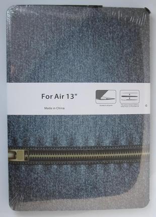 Чохол-накладка для macbook air 13" пластик джинс із чорним