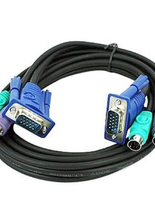 Кабель kvm vga + 2*ps/2 1.5м новый