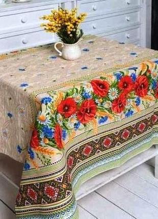 Скатертина в українському стилі, тканина-под льон(100% бавовна) в