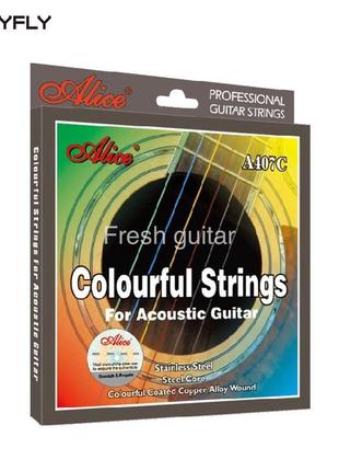 Сталеві кольорові струни для акустичної гітари alice 11-52