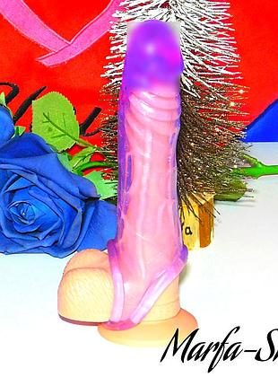 Насадка для увеличения пениса с закрытой головкой, насадка на вибратор, силиконовая насадка на член фиолетms12