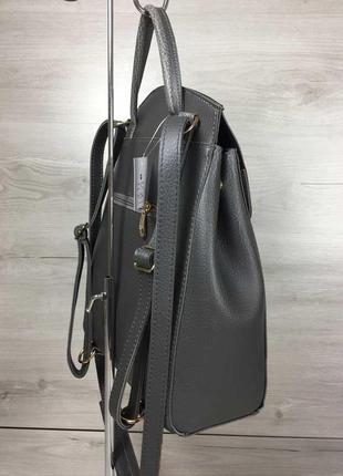 Жіночий рюкзак-сумка welassie серце сірий (65-44601)2 фото