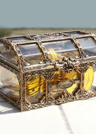 Огранайзер для ювелірних виробів у вигляді піратської скрині. коробка для прикрас 105х80х65 мм1 фото