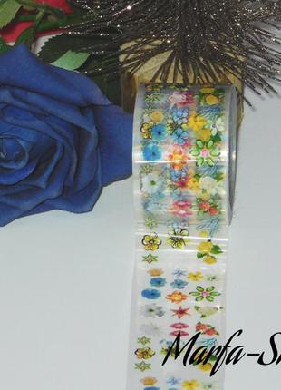 100 см. фольга для ногтей цветы, тип 3-3, цветочная фольга для ногтей 1 метр