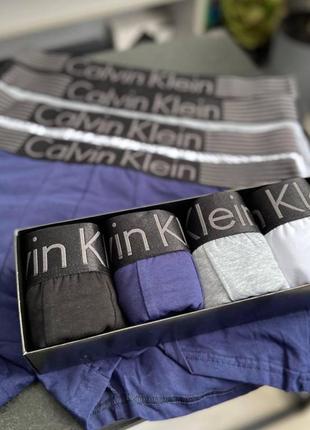 Чоловічий набір трусів 4 шт calvin klein колір чорний, сірий, білий, синій2 фото