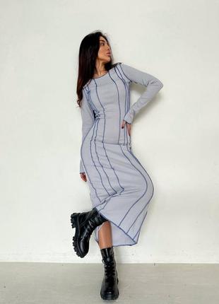 Трендова сукня міді жіноча зі швами , сукня рубчик / 42-44 та 44-46 / мод 0432 фото