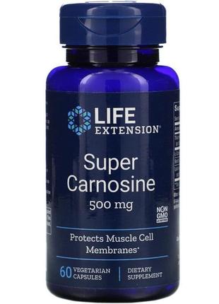 Супер карнозин, super carnosine, life extension, 500 мг, 60 ве...