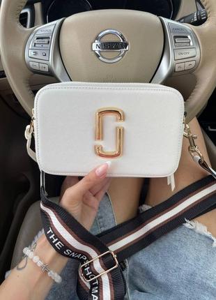 Жіноча сумка marc jacobs logo white марк джейкобс біла 0057