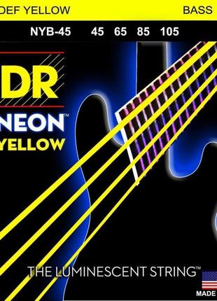 Струни для бас-гітари dr nyb-45 hi-def neon yellow k3 coated m...