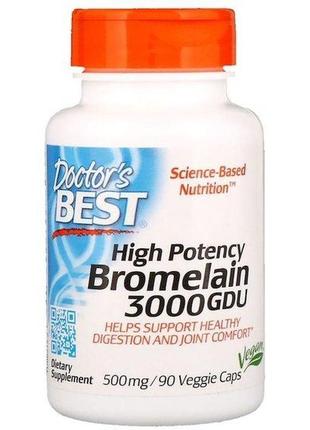 Бромелайн doctor's best bromelain 3000 gdu, high potency 500 m...