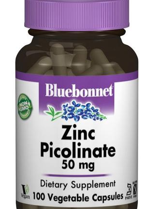 Цинк піколінат 50 мг, bluebonnet nutrition, 100 гелевих капсул