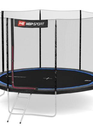 Батут hop-sport 12ft 366cm із зовнішньою сіткою чорно-синій