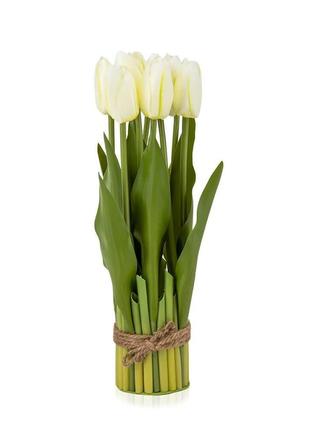 Букет тюльпанів 29 см, білий1 фото
