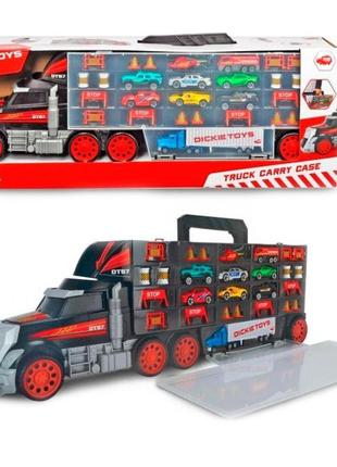 Іграшковий набір dickie toys вантажівка 62 см із 7 машинками т...
