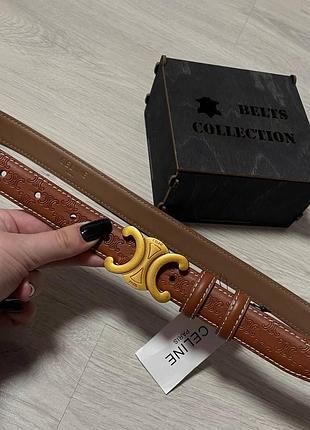 Ремінь рижий 2,5см китай шкіра + коробка, жіночий ремінь чорний в стилі селін пояс чорний білий шкіряний в стилі celine селин