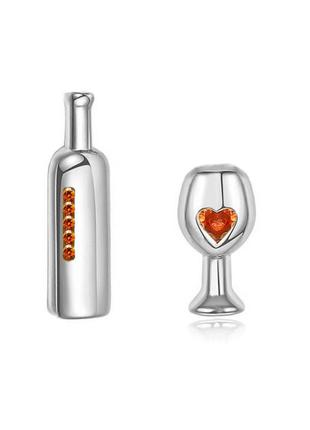 Сережки у вигляді келиха та пляшки вина resteq. сережки келих вина та пляшка2 фото