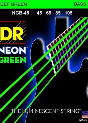 Струни для бас-гітари dr ngb-45 hi-def neon green k3 coated me...