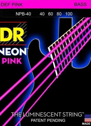 Струни для бас-гітари dr npb-40 hi-def neon pink k3 coated lig...