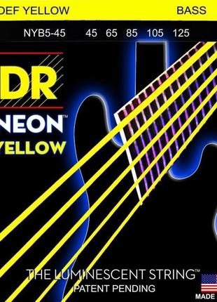 Струни для бас-гітари dr nyb5-45 hi-def neon yellow k3 coated ...