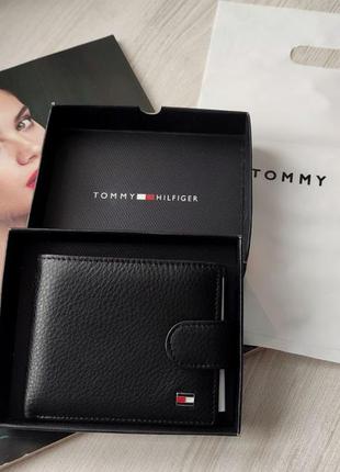 Стильний кожаный мужской кошелек tommy hilfiger black