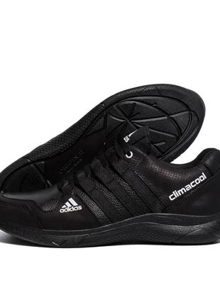 Чоловічі шкіряні демісезонні кросівки adidas чорні