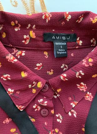Стильна сорочка блуза бордо принт від amisu7 фото