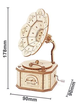 Дерев'яна музична скринька грамофон з мелодією бетховен – до елізи (beethoven – fur elise) 90х90х178 мм8 фото
