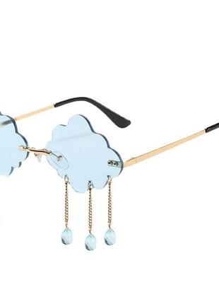 Имиджевые очки тучи голубые resteq. очки в форме туч. очки тучки с каплями дождя