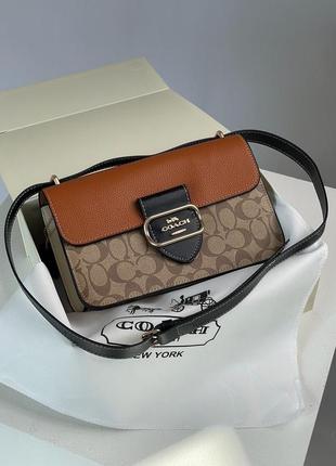 Женская сумка coach натуральная кожа + текстиль, стильная модель держит форму тренд1 фото