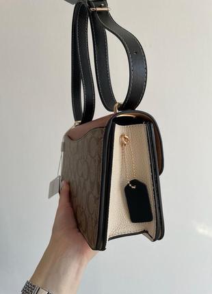 Женская сумка coach натуральная кожа + текстиль, стильная модель держит форму тренд6 фото