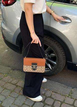 Женская сумка coach натуральная кожа + текстиль, стильная модель держит форму тренд4 фото