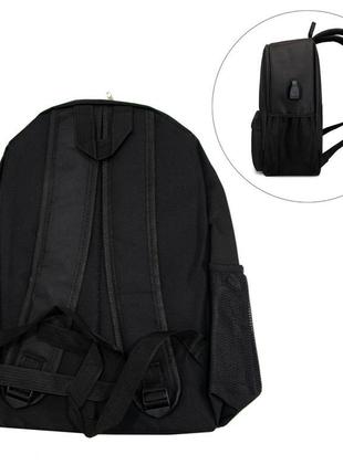 Чорний рюкзак для підлітка "хлопчик у навушниках", світний рюк...2 фото