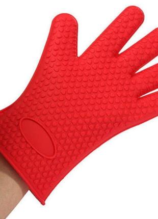 Термостійкі рукавиці силіконові для кухні нot hands червоні жа...3 фото